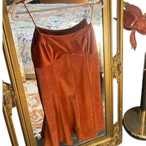 Wild Fable Orange Corduroy Mini Slip Dress Spaghetti Straps